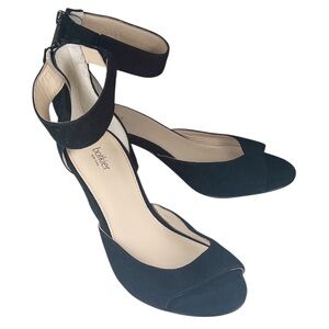 Botkier Black Velvet Peep Toe Ankle Strap Heels Sz 6 1/2 Cocktail Prom HOCO